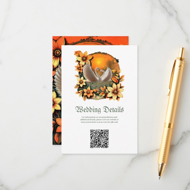 Beautiful swans in love. enclosure card (Front/Back In Situ)