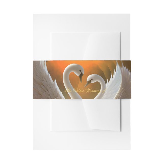 Beautiful swans in love. invitation belly band (Front Example)