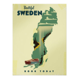 Beautiful Sweden travel poster