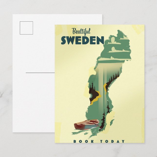 Beautiful Sweden travel poster Invitation Postcard (Front/Back)