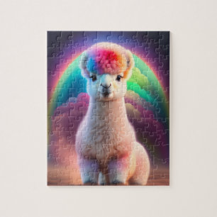Beautiful Sweet Colourful Cute Fluffy Little Alpac Jigsaw Puzzle