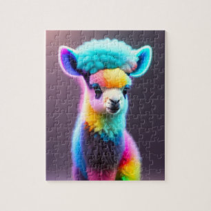 Beautiful Sweet Colourful Cute Fluffy Little Llama Jigsaw Puzzle