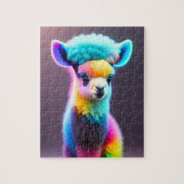 Beautiful Sweet Colourful Cute Fluffy Little Llama Jigsaw Puzzle (Vertical)
