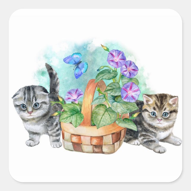 Beautiful Sweet kittens Square Sticker (Front)