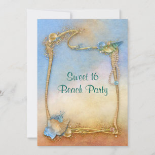 Beautiful, Sweet Sixteen, Beach Party Invitation