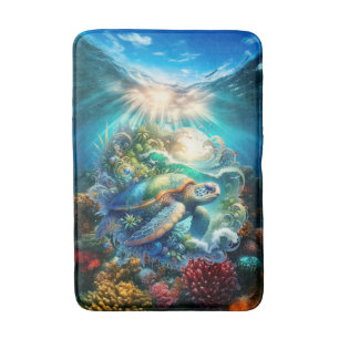 Beautiful Swimming Sea Turtle Bath Mat