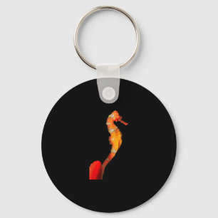 Beautiful Swimming Seahorse Figure On Front Key Ring