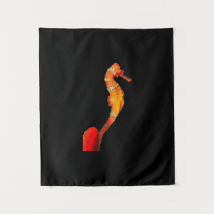 Beautiful Swimming Seahorse Figure On Front Tapestry