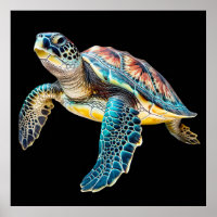 Beautiful Swimming Tortoise Illustration