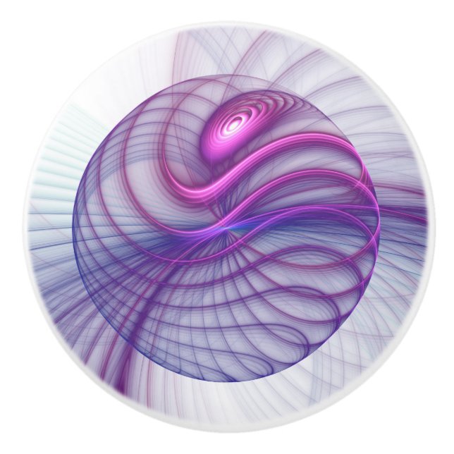 Beautiful Swing Modern Abstract Fractal Art Pink Ceramic Knob (Front)