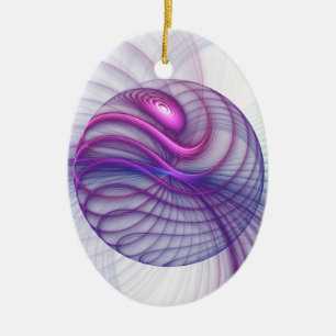 Beautiful Swing Modern Abstract Fractal Art Pink Ceramic Tree Decoration