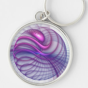 Beautiful Swing Modern Abstract Fractal Art Pink Key Ring