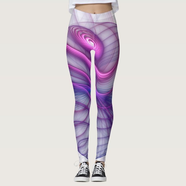 Beautiful Swing Modern Abstract Fractal Art Pink Leggings (Front)