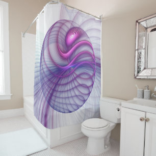 Beautiful Swing Modern Abstract Fractal Art Pink Shower Curtain