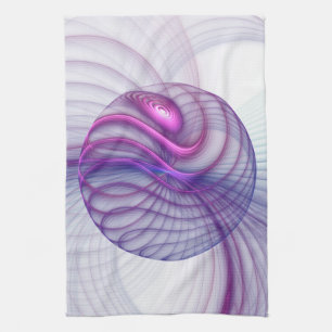 Beautiful Swing Modern Abstract Fractal Art Pink Tea Towel