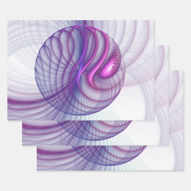 Beautiful Swing Modern Abstract Fractal Art Pink Wrapping Paper Sheet (Set)
