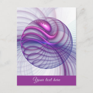 Beautiful Swing Modern Abstract Fractal Pink Text Postcard