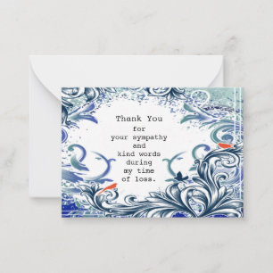 Beautiful Swirl Flower On After Funeral Thank You Card