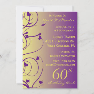 Beautiful Swirls 60th Birthday Invitation
