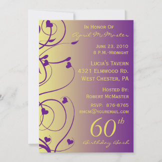 Beautiful Swirls 60th Birthday Invitation