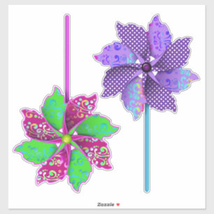 Beautiful Swirls Dotted Purple and Pink Pinwheels
