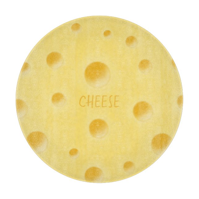 Beautiful Swiss Cheese Whimsical Personalizable Cutting Board (Front)