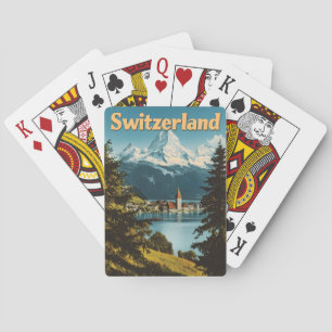 Beautiful Switzerland Swiss Alps Scenic Mountains Playing Cards