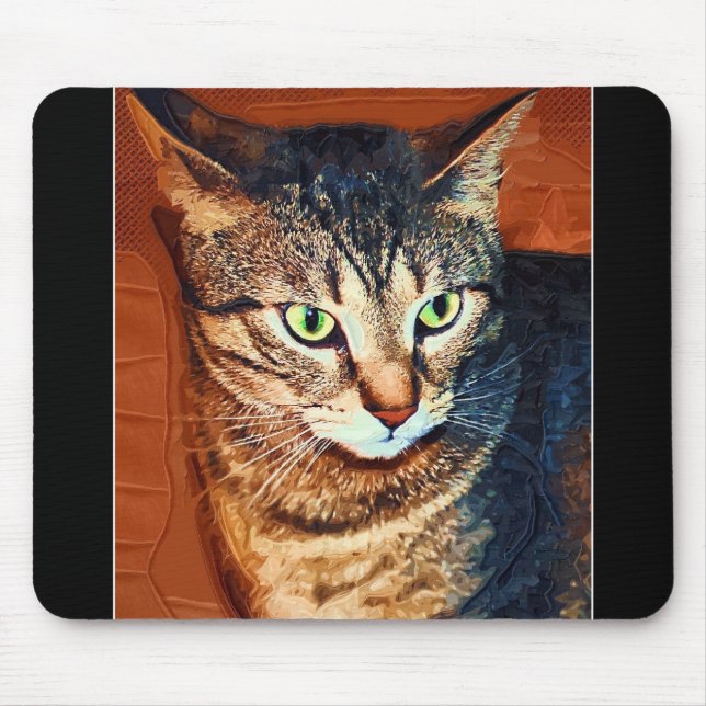 Beautiful Tabby Cat Artistic Mouse Pad (Front)