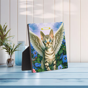 Beautiful Tabby Kitten Angel Wings Halo Plaque