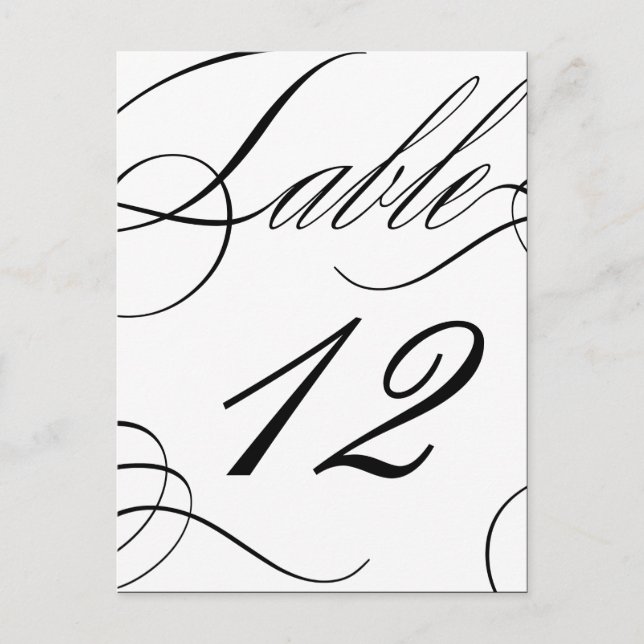 Beautiful Table Number (Customisable Text Colour) Postcard (Front)