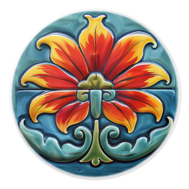 Beautiful Talavera  Ceramic Knob (Front)
