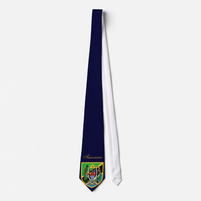 Beautiful Tanzania Flag Coat Arm Tie (Front)