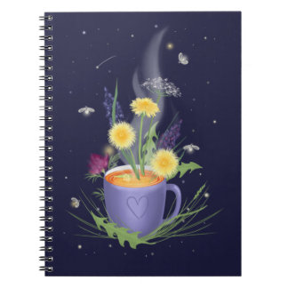 Beautiful Tea Cup and Summer Flowers Notebook