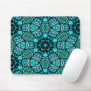 Beautiful Teal Aqua Turquoise Ethnic Mosaic Mouse Mat