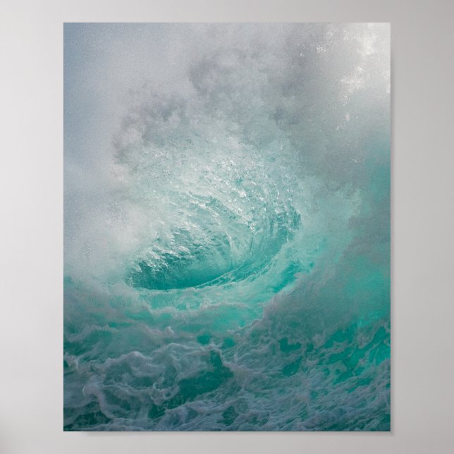 Beautiful Teal Foamy Ocean Waves Poster (Front)