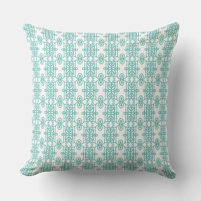 Beautiful Teal Geometric Shape Pattern Cushion (Front)