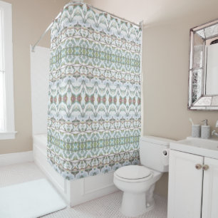 Beautiful teal green patterned shower curtain