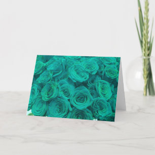 Beautiful teal green roses teal flowers  card