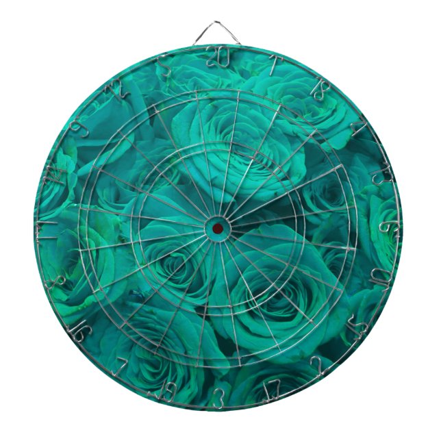 Beautiful teal green roses teal flowers  dartboard (Front)