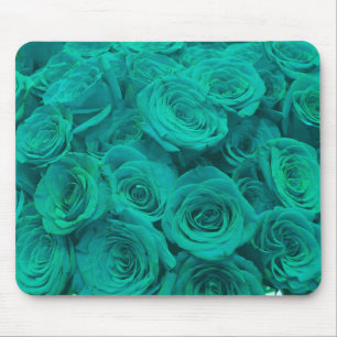 Beautiful teal green roses teal flowers  mouse mat