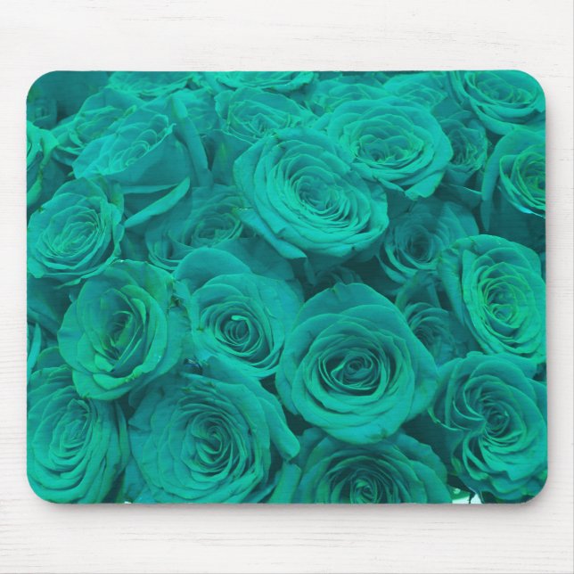Beautiful teal green roses teal flowers  mouse mat (Front)