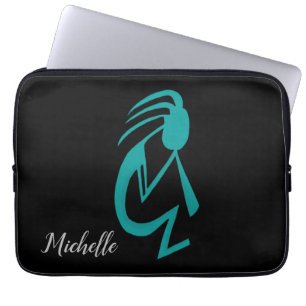 Beautiful Teal Kokopelli Painting Laptop Sleeve