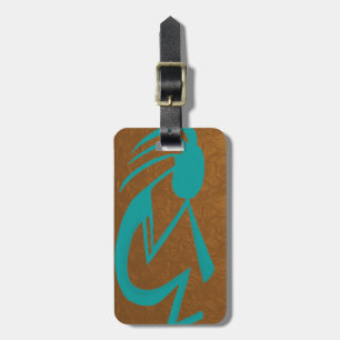 Beautiful Teal Kokopelli Painting Luggage Tag