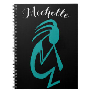 Beautiful Teal Kokopelli Painting Notebook