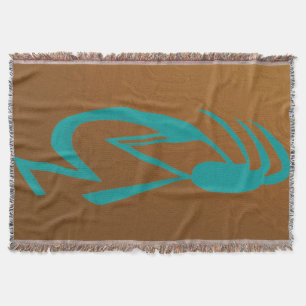 Beautiful Teal Kokopelli Painting Throw Blanket
