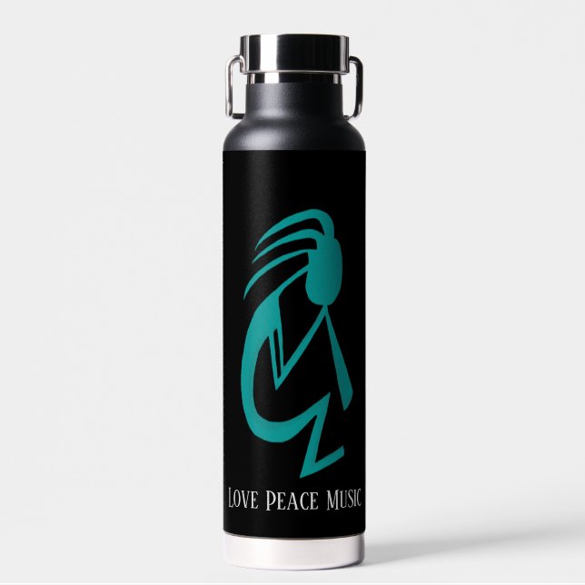 Beautiful Teal Kokopelli Painting Water Bottle (Front)