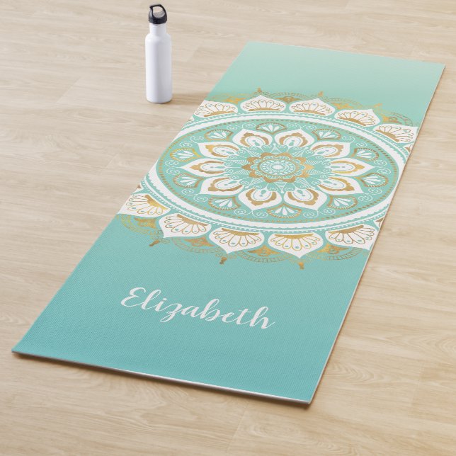 Beautiful Teal Mandala Pattern Yoga Mat (In Situ)