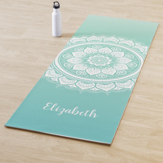 Beautiful Teal Mandala Pattern Yoga Mat (In Situ)