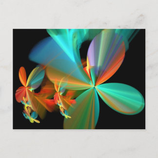 Beautiful Teal Orange Fractal Art Flower Petals Postcard