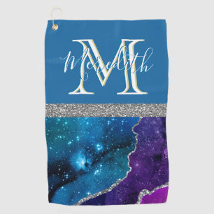 Beautiful Teal Purple Custom Monogram First Name Golf Towel